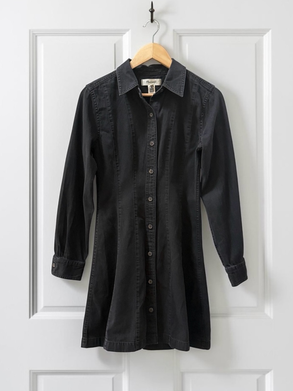 NWT Madewell Women’s Black Button-Front Denim Shirt Dress! Size 0 NEW!